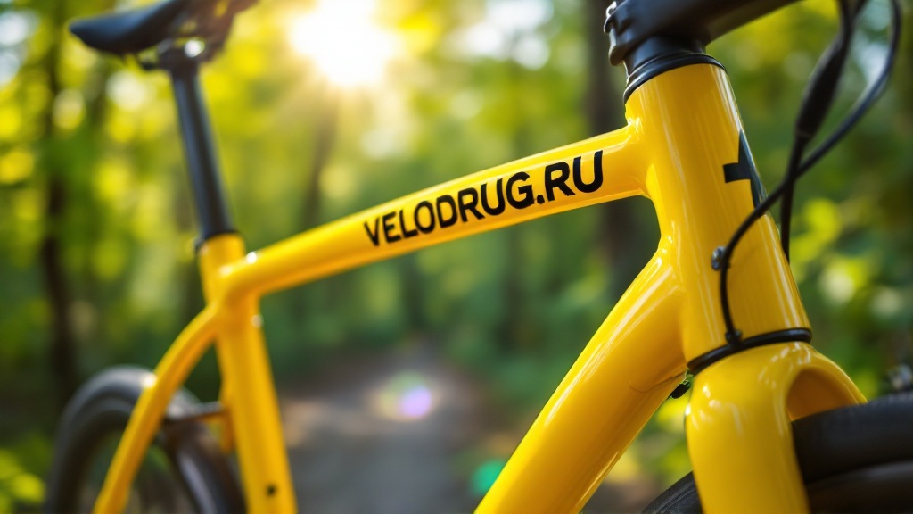 Жёлтая рама велосипеда с надписью VELODRUG.RU